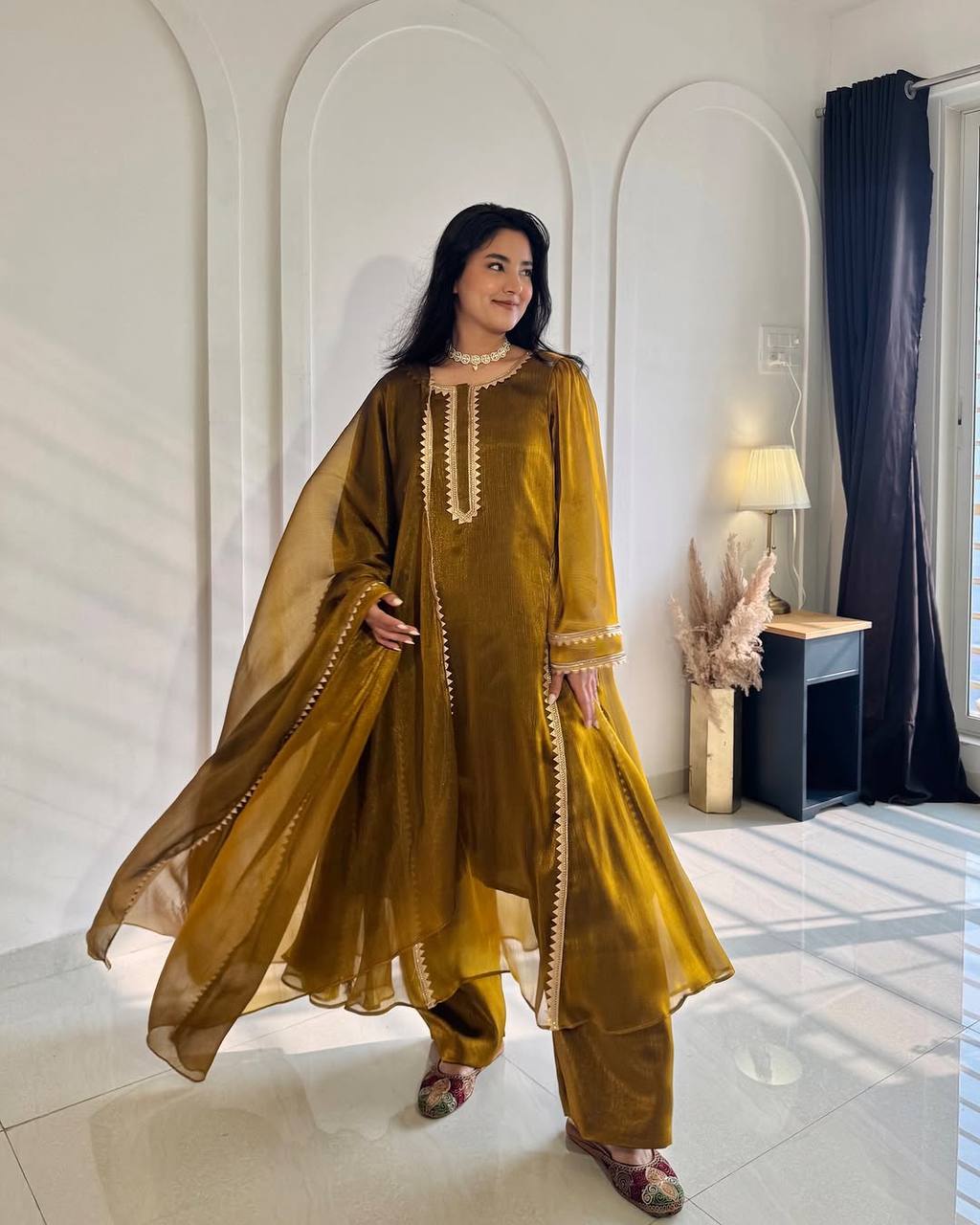 The Majestic Mustard Lustrous Gala Ensemble